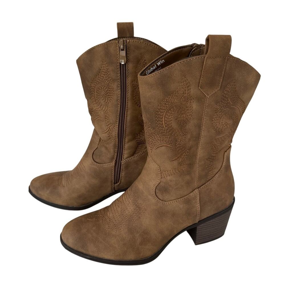 Global Win Mid-Calf Western Cowboy Boots Sz 6